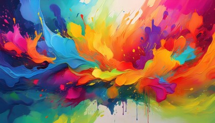 Vibrant Abstract Artistry Colorful Explosion of Splattered Paints Captured in an Instant