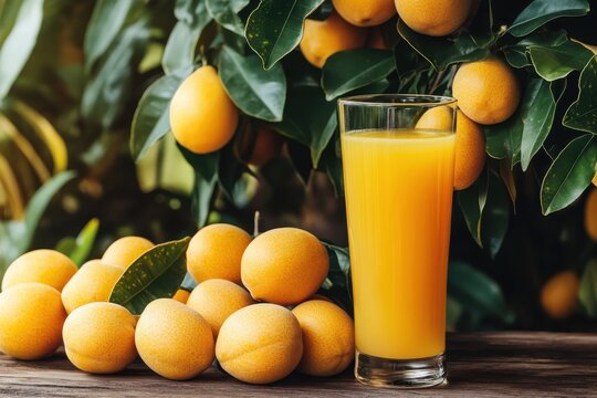 Orange juice fruits from a loquat tree