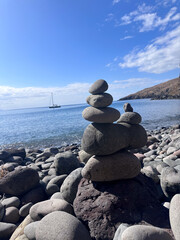 Madeira Island Portugal tradition creation rock towers stones seascape shore Atlantic Ocean water swimming ship mountains tranquility skyline vitality zen balance harmony beginnings growth spiritual