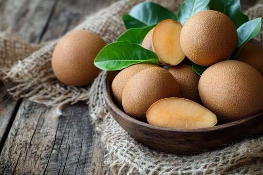 Sawo fruit or Manilkara zapota also called sapodilla chikoo or naseberry