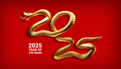 Fototapeta premium 2025 Year of the Snake Golden Serpent Lunar New Year