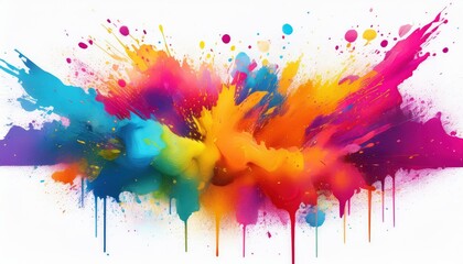 Vibrant Spray Paint Artwork on White Background A Colorful Explosion of Abstract Expressions, Showcasing a Dynamic Interplay of Hues and Textures.