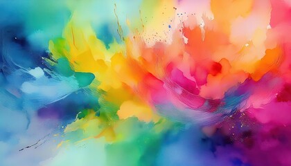 Vibrant and Eclectic Watercolor Artwork Showcasing a Mixed Color Palette on a Rough Surface with Organic Textures, Embracing the Unconventional and Expressive Spontaneity.