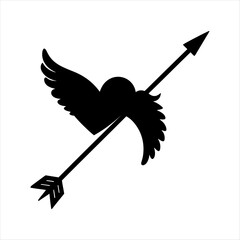 Obraz premium Cupid arrow silhouette white background