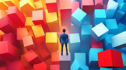 Critical thinking skills - reasoning, problem solving, evaluating, decision making, analyzing on colorful background. stock photo. Firebloom. Illustration