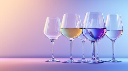 Wine glasses, colorful backdrop, studio shot, drinks menu