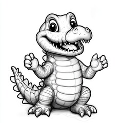 Fototapeta premium Adorable Baby Alligator Cartoon Drawing: A Cute Reptile Illustration