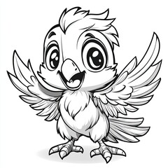 Obraz premium Adorable Baby Bird Cartoon: A Cute and Playful Bird Illustration