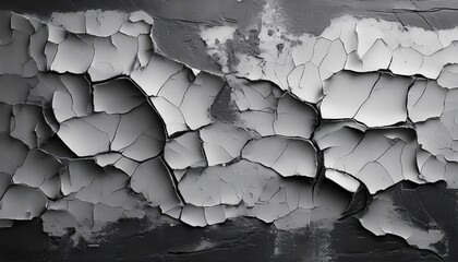 Obraz premium Monochromatic Layers A Timeless Narrative of Worn Texture and Peeling Paint on an Old Wall