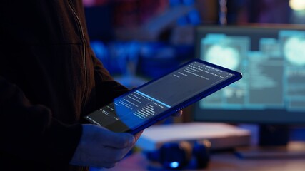 Hacker using VPN as anonymity tool to mask his online identity while committing data breaches using...