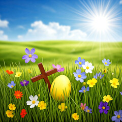 easter eggs and flowers