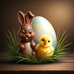 Easter Chick Bunny and Egg