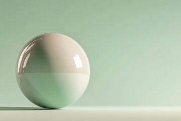 Modern design with a glossy sphere on a soft pastel green background