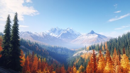Obraz premium Majestic Mountain Landscape with Autumn Foliage