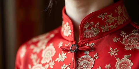 Elegant Red Chinese Wedding Dress Detail