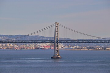 The San Francisco-Oakland Bay Bridge crosses the San Francisco Bay