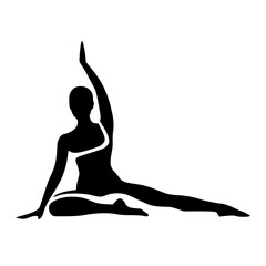Fototapeta premium Black Silhouette of a Woman doing Yoga