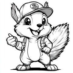 Obraz premium Adorable Cartoon Squirrel: Happy, Adventurous, and Ready for Fun! This charming character design is perfect for kids' projects, branding, and more!