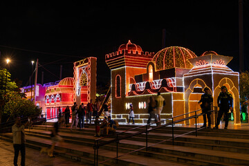 Medellin, Antioquia. Colombia - January 2, 2024. The city lights up with the magic of Christmas...