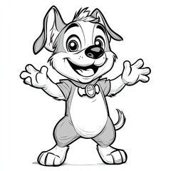 Obraz premium Adorable Puppy Cartoon Character: Happy, Playful Dog Illustration