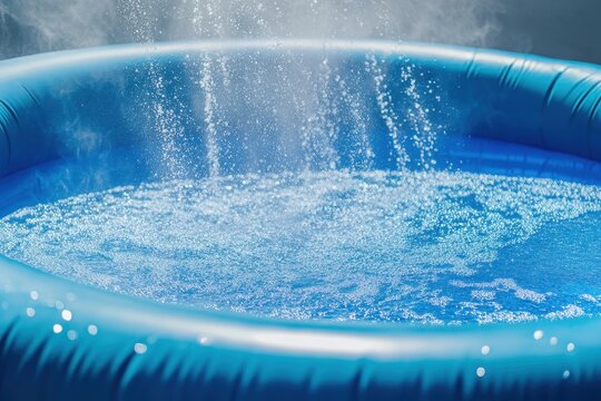 Chlorine powder added to the pool for algae elimination and water disinfection inflatable pool maintenance idea