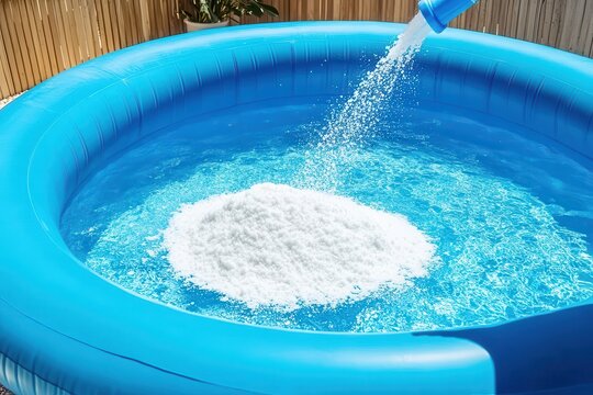 Chlorine powder for algae elimination and water sanitation in inflatable pool maintenance
