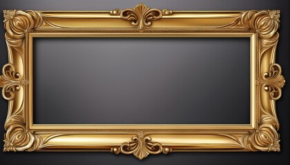 Elegant Vacancy Gold Ornate Picture Frame Against Transparent Background, Symbolizing the Beauty of Minimalism and the Allure of Emptiness.