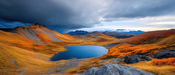 [Serene mountain lake autumn foliage] Breathtaking Mountain Lake Scenic View From Above
