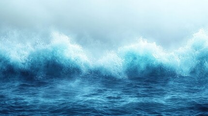 Obraz premium Turbulent Ocean Waves Crashing with Whitecaps