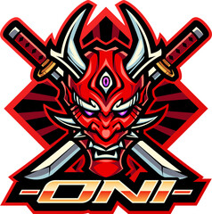 Naklejka premium Oni head esport mascot