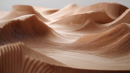 Obraz premium Abstract Wooden Landscape Art Piece Featuring Intricate Folded Layers