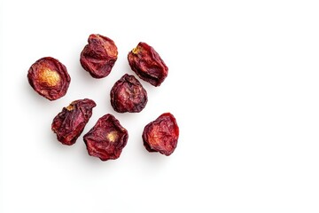Close up of dried strawberries on a white background Isolated