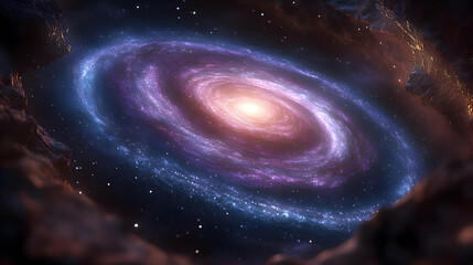 Obraz premium Stunning View of a Spiral Galaxy with Vibrant Colors and Cosmic Dust