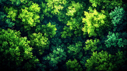 Aerial View of Lush Green Forest Canopy: Nature's Vibrant Embrace