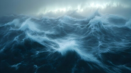Fototapeta premium Turbulent Ocean Waves in a Dark and Misty Sea