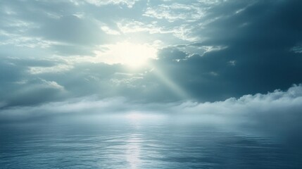 Obraz premium Serene ocean meets dramatic sky.