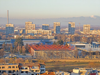 Obraz premium Sunset view of Plovdiv city from Nebet Tepe hill, Bulgaria