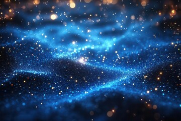 abstract blue background filled with twinkling stars, creating a cosmic and dreamy ambiance perfect for evoking feelings of wonder and mystique in a vibrant galaxy