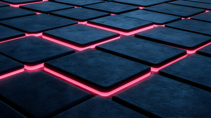 Abstract 3D Background Neon Glowing Cubes