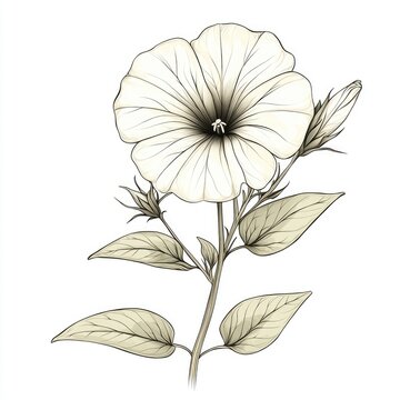 recommend clip art: Elegant Petunia Flower Line Art: Botanical Illustration, White Bloom, Vintage Floral Design, Nature Sketch, Delicate Plant Drawing