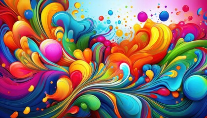 Vibrant, Abstract Artwork Featuring a Lively Canvas with Colorful Splashes and Geometric Shapes, Illuminated by the Radiance of Artificial Intelligence.