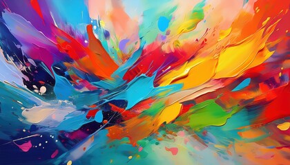 Vibrant Generative AI Abstract Painting A Spectacular Palette of Colors and Textures Combining Artistic Expression with Advanced Technology