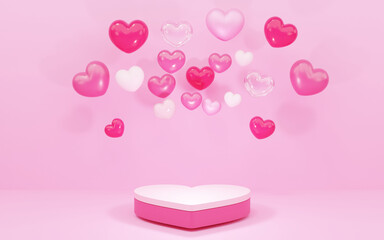 Pink valentine's day, 3d rendering illustration.