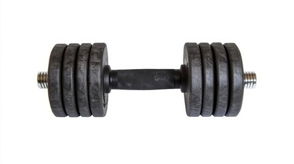 Fototapeta premium Front view of single adjustable dumbbell isolated on white