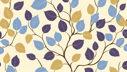 Pastel autumn leaves seamless pattern background textile