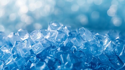 PP plastic pellets, virgin polypropylene polymer plastic granules poured into blue background, for product catalog design of industrial plastic manufacturing company profile