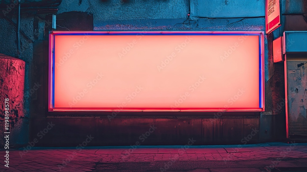 Fototapete a blank led custom sign illuminated with soft neon lights, ready for any creative addition.