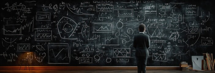 Chalk Art Blackboard of Mathematical Equations and Physics Formulas