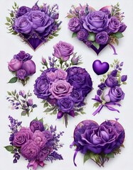 Beautiful purple rose arrangements floral art garden aesthetic close-up love concept