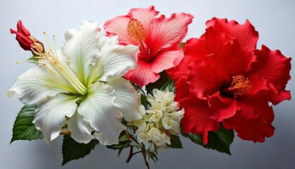 Vibrant hibiscus flowers arrangement studio setting photography floral art close-up nature aesthetics